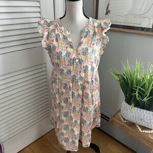 Loft Dress Womens Medium Floral Ruffle Sleeve Dainty Feminine Soft Girl Spring